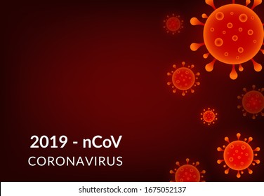 Virus influenza background. Coronavirus 2019-nCoV outbreak template with bacteria cell, medical pandemic corona virus infection concept. Vector illustration