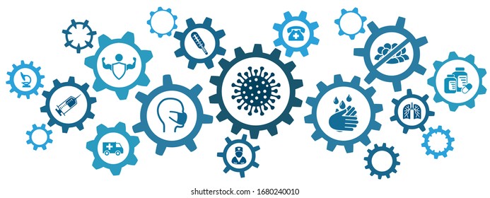 Сorona virus infographic illustration. Concept with protective antivirus icons related to coronavirus, 2019-nCoV, COVID-19  infection from China – for stock