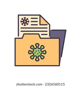 Virus information related vector icon. Documents Folder with Virus Information. Virus information sign. Isolated on white background. Editable vector illustration