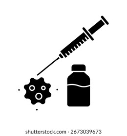  Icono de inyección de virus sobre fondo blanco