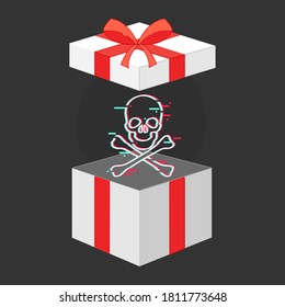 virus inside the gift vector illustration cartoon flat design 