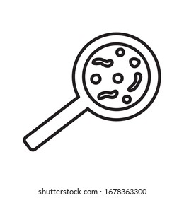 virus inside lupe line style icon design of Medical care hygiene health emergency aid exam clinic and patient theme Vector illustration