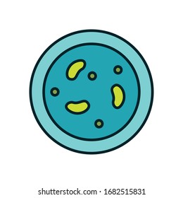 Virus-Insiderplatte und Füllstil-Icon-Design, Bacterium-Organismus-Molekül Mikrobe-Zellkrankheit Gesundheitsmedizin und Infektion Thema Vektorillustration Illustration