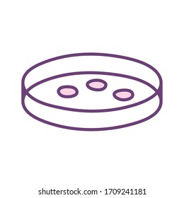 Virus inside plate line style icon design, Bacterium organism molecule microbe cell disease illness health medical and infection theme Vector illustration