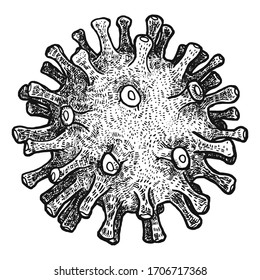 Virus isolated on white background. Graphic hand drawn illustration. Old engraving style.