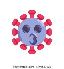 Virus Kissing Face emoji flat icon, vector sign, Coronavirus emoticon kiss colorful pictogram isolated on white. Symbol, logo illustration. Flat style design