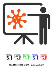 Virus Lecture flat vector icon with colored versions. Color virus lecture icon variants with black, gray, green, blue, red.