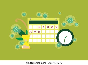 Virus Life, Long Covid or Quarantine Schedule Concept with Time elements. Editable Clip Art. 