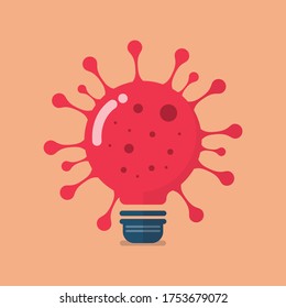 Virus lightbulb icon. Vector illustration. covid-19 CORONAVIRUS concept