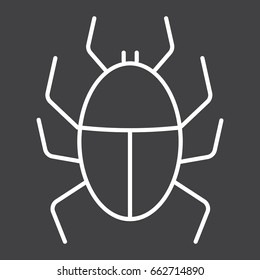 Virus line icon, infection and security, vector graphics, a linear pattern on a black background, eps 10.