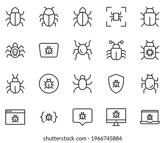 Virus line icon set. Collection of high quality black outline logo for mobile concepts and web apps. Virus set in trendy flat style. Vector illustration on a white background