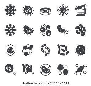 Virus line icons. Germs. Set of outline symbols, simple graphic elements, modern linear style black pictograms collection. Vector line icons set