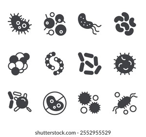 Virus line icons. Germs. Set of outline symbols, simple graphic elements, modern linear style black pictograms collection. Vector line icons set