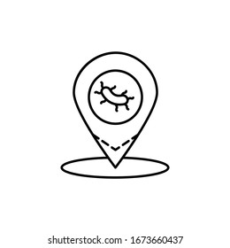 Virus, location pin icon. Simple line, outline vector elements of epidemic for ui and ux, website or mobile application