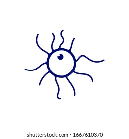 Plantilla de diseño del logotipo de virus, Ilustración del vector de bacterias de peligro aislada, Símbolo de icono