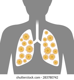 Virus in lung, image illustration
