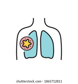 Virus in lungs line color icon. Sign for web page, mobile app