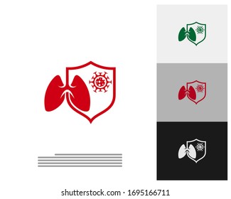 Vector de diseño de plantillas de logotipo de virus con pulmones, Emblem, Concepto de diseño, símbolo creativo, icono