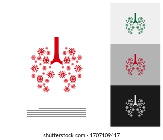 Virus with Lungs Logo Template Design Vector.