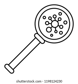 Virus magnify glass icon. Outline illustration of virus magnify glass vector icon for web design isolated on white background