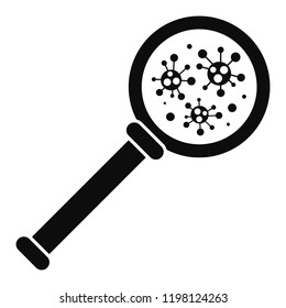 Virus magnify glass inspection icon. Simple illustration of virus magnify glass inspection vector icon for web design isolated on white background