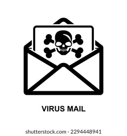 Virus mail icon isolated on background vector illustration.