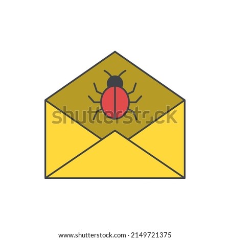 Virus mail, spam icon in color icon, isolated on white background 