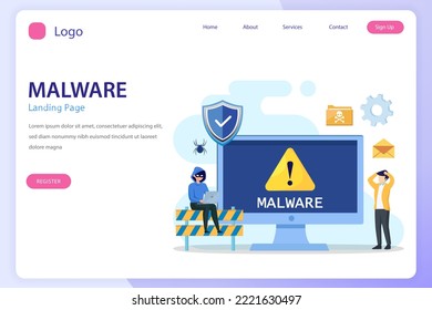 Concepto de malware detectado, señales de advertencia de ataque de virus, vector de mensajes de alerta de hackeo	