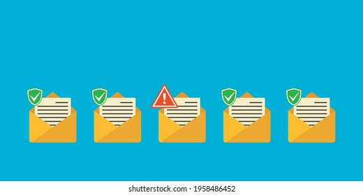 Virus, malware, email fraud, e-mail spam, hacker attack concept. Trendy flat design graphic