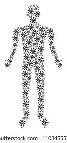 Virus man representation. Vector virus icons are combined into male composition.