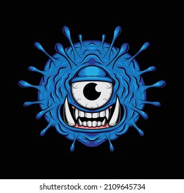 Virus mascot illustration with premium quality stock vector