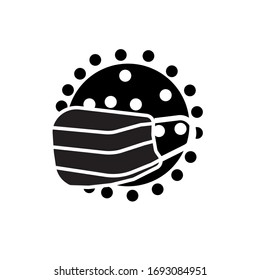 Virus en el icono de esquema del vector de máscara. Concepto de cuarentena. Protección y prevención de infecciones. Seguridad médica. Signo de microbio. Biopeligro. Microorganismo. Bacterio.
