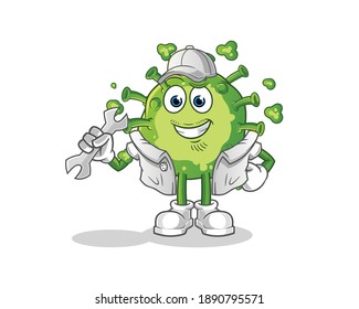 virus mechanic cartoon. cartoon mascot vector