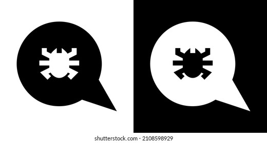 Virus Message Alert. Glyph Icon in White and Black Version.