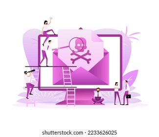 Virus message in flat style. Vector design. Flat style characters. Vector graphic.