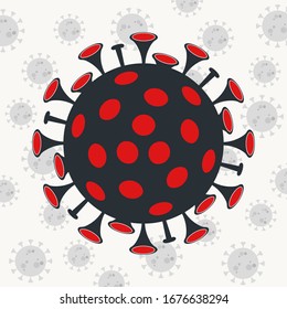  Virus. Microbio, bacterias alérgicas, infección respiratoria patógena. Atención médica, concepto de microbiología.Coronavirus. Vector