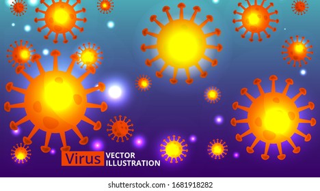 Virus microbe microbiology background. Computer virus, allergy bacteria, medical healthcare, disease germ, pathogen organism, infectious micro virology concept. Vector 3d Corona virus -2019-nCoV