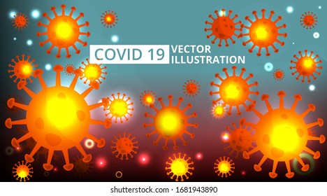 Virus microbe microbiology background. Computer virus, allergy bacteria, medical healthcare, disease germ, pathogen organism, infectious micro virology concept. Vector 3d Corona virus -2019-nCoV
