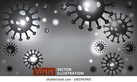 Virus microbe microbiology background. Computer virus, allergy bacteria, medical healthcare, disease germ, pathogen organism, infectious micro virology concept. Vector 3d Corona virus -2019-nCoV