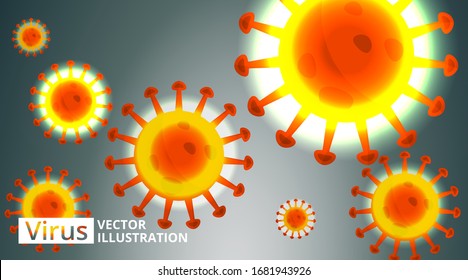 Virus microbe microbiology background. Computer virus, allergy bacteria, medical healthcare, disease germ, pathogen organism, infectious micro virology concept. Vector 3d Corona virus -2019-nCoV