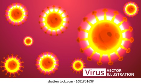 Virus microbe microbiology background. Computer virus, allergy bacteria, medical healthcare, disease germ, pathogen organism, infectious micro virology concept. Vector 3d Corona virus -2019-nCoV