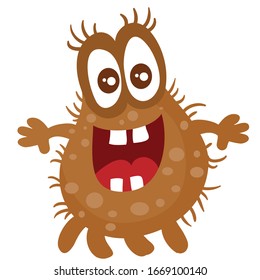 Virus, microbe, pathogen, germ. Vector icon. Brown illustration of micro bacteria isolated on white background,