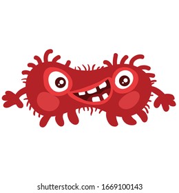 Virus, microbe, pathogen, germ vector icon. Red micro bacteria illustration isolated on white background,
