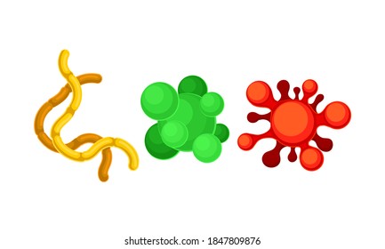 Virus y microbios de diferentes formas con conjunto de vectores Flagella