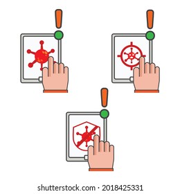 virus with mobile device illustration design. virus warning illustration design. on white background