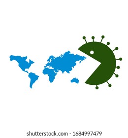 The virus molecule absorbs the world. Image of virus crisis.