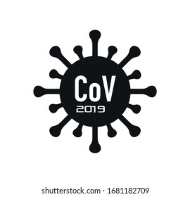 Virus molecule, schematic image. Coronavirus / CoV 2019 /. Black and white silhouette