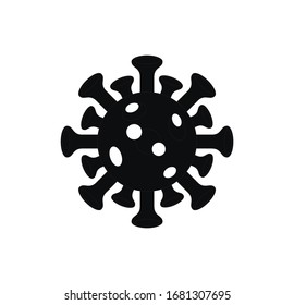 Virus molecule, schematic image. Coronavirus. Black and white silhouette COV 2019