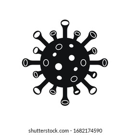 Virus molecule, schematic image. Coronavirus. Black and white silhouette