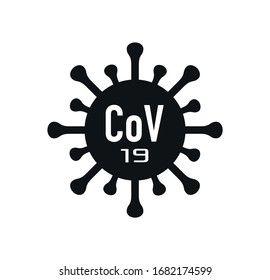 Virus molecule, schematic image. Coronavirus. Black and white silhouette